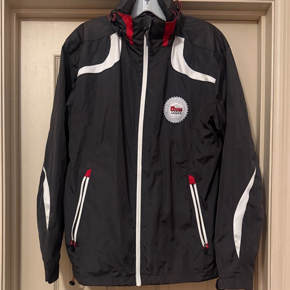 Coors Light Men’s Black and White Windbreaker (size Small)